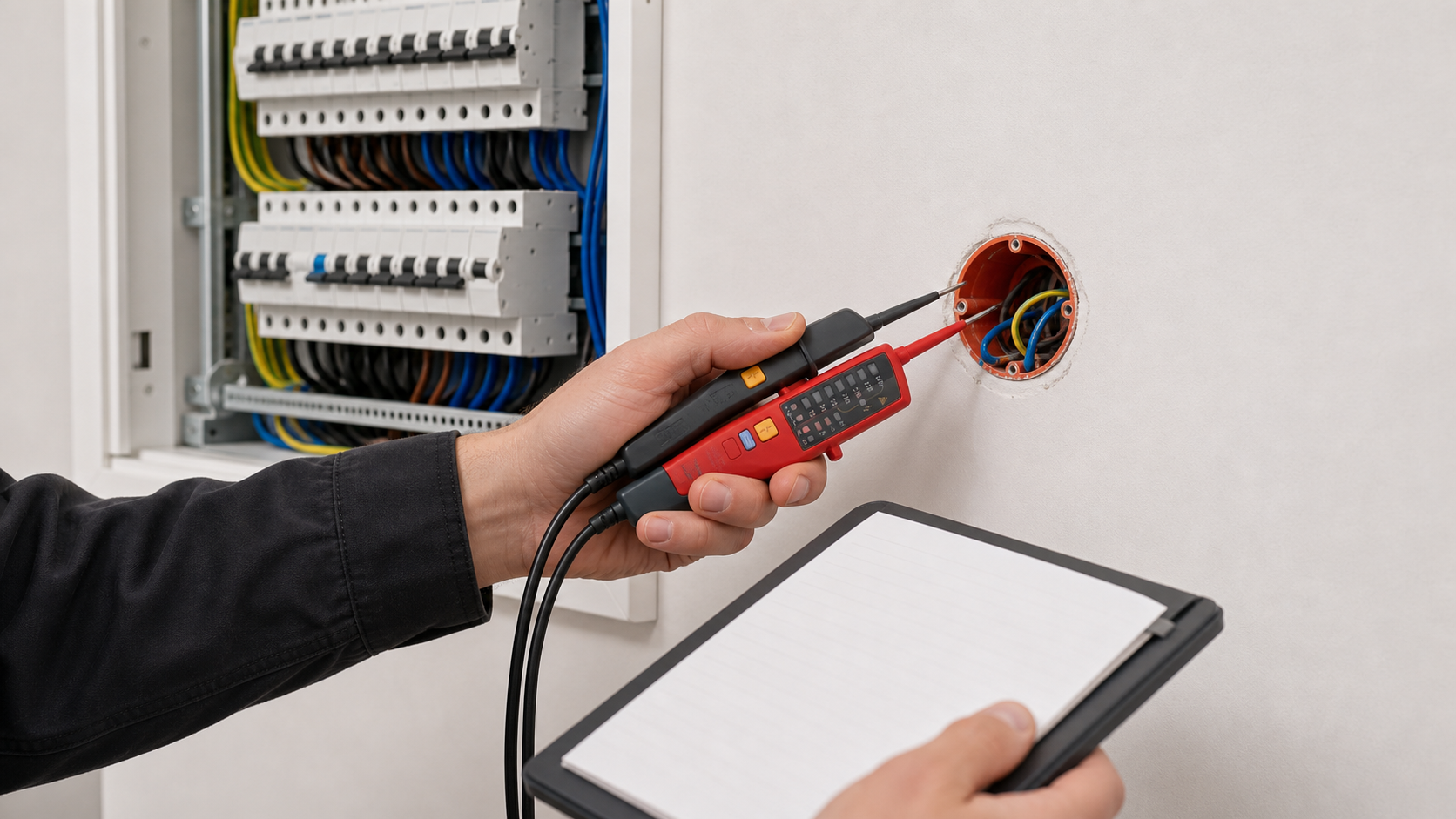 Przegląd instalacji elektrycznej z użyciem próbnika napięcia
