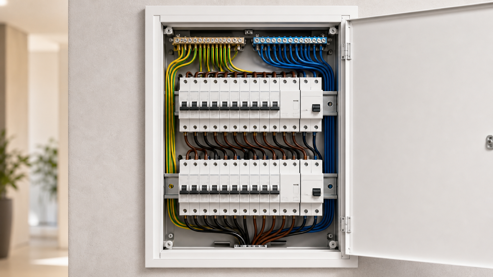 Uporządkowana rozdzielnica elektryczna po modernizacji